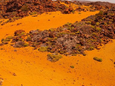 Tenerife 'de arka planda bir sürü kaya ve güzel dağ manzarası olan bir yer. Tenerife 'nin volkanik manzaraları