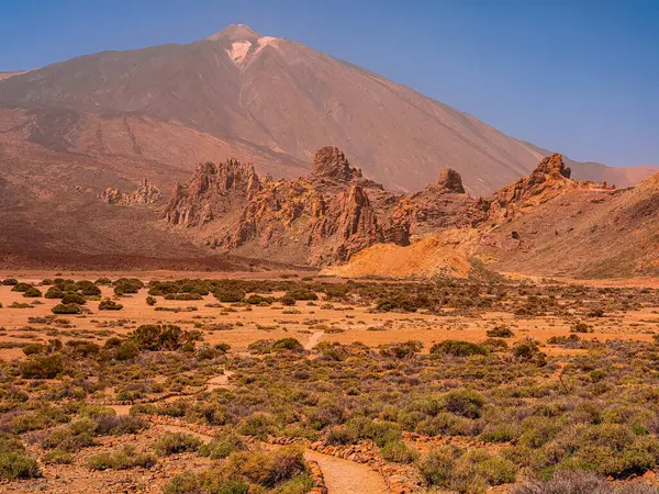 stock image spot in Tenerife with many rocks and beautiful mountain landscape in the background. volcanic landscapes of Tenerife