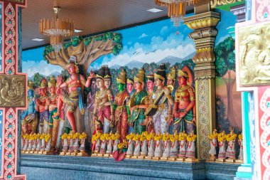 Kuala Lumpur, Malezya. 07.08.2024 Kuala lumpur 'daki geleneksel küçük Budist tapınağı.