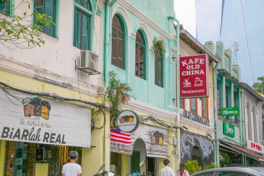 Kuala Lumpur, Malaysia. 07.08.2024. view of the city. Capital of Malaysia, tourist center, Kuala Lumpur. ancient facades of low rise buildings in Chinatown clipart