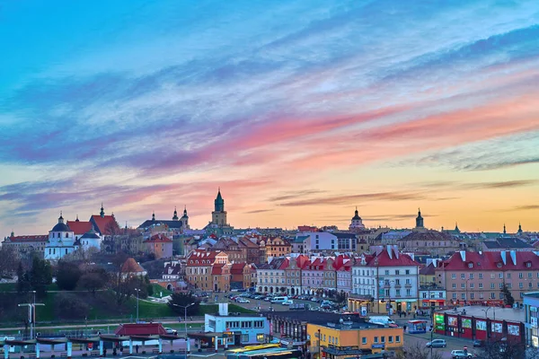 Widok Stare Miasto Lublinie Zachodzie Słońca — Zdjęcie stockowe