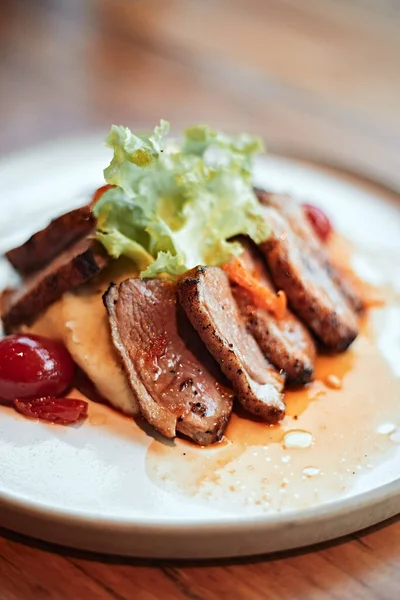 Smoked Duck Breast with orange sauc