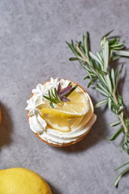 Lemon tart, Homemade shortbread mini tart cakes with lemon curd and whipped crea