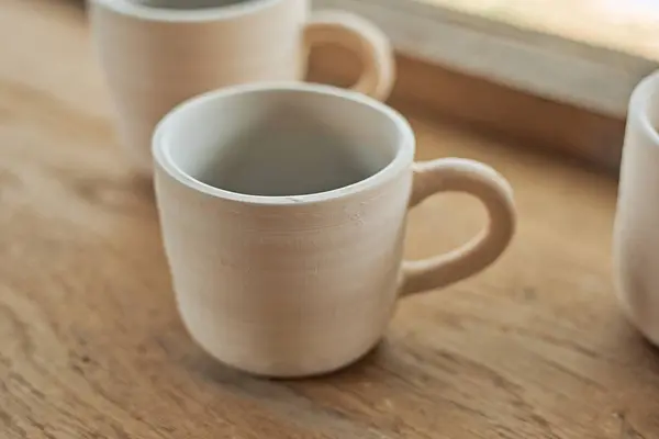 Cup Potters Making Studio Selective Focu — Stock Photo, Image