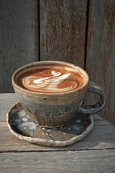 Xícara Foco Seletivo Café Arte Quente Latte Foco Foa Branco — Fotografia de Stock