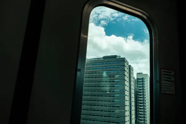 Wewnątrz Pociągu Tajwan Widokiem Windo — Zdjęcie stockowe
