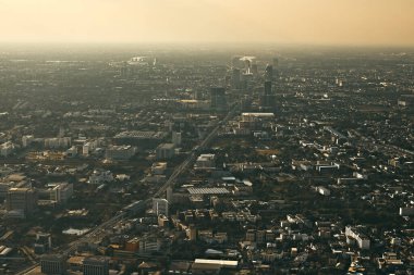 Bangkok, Tayland - 16 Aralık 2023: Bangkok şehrinin havadan görünüşü, Tayland