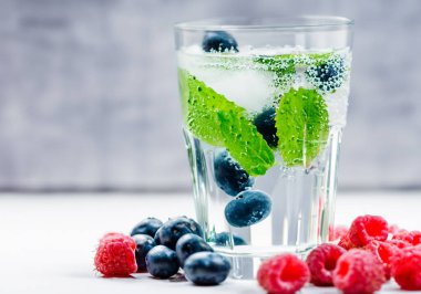 Nane, ahududu ve yaban mersinli maden suyu.