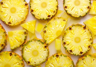 Ananas sarısı arka plan dilimleri. Yemek konsepti
