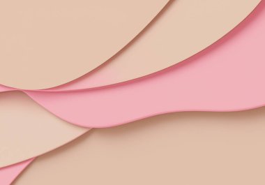 Soyut katmanlı soluk pembe ve bej arkaplan. Güzellik 3 boyutlu desen