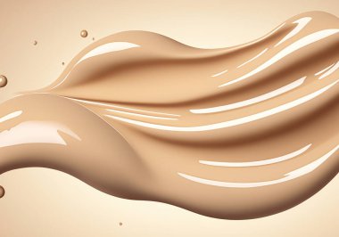 Sıvı temel elementler. Bej rengi sıvı sıçraması, arka planda kremsi doku akışı