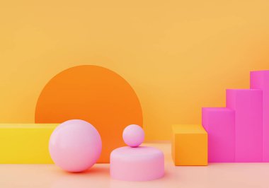 soyut geometrik arkaplan kavramı Sarı, Pembe ve Turuncu renkler.