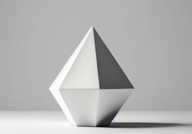 Geometrik şaseli minimalist beyaz seramik bir vazo.