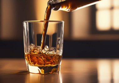 Bardağa dökülen viskiyi kapat.