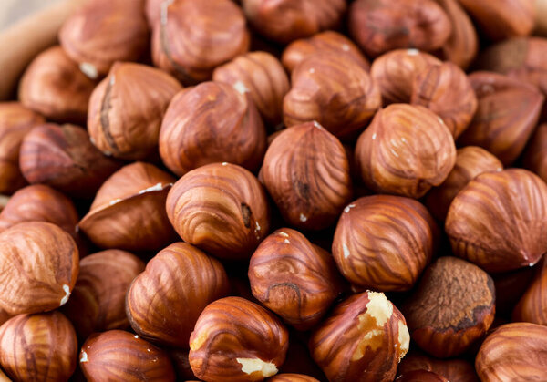 Хейзелнат. Фон орехов. Питание. Здоровый органический фуу