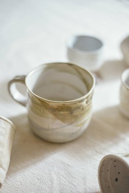 Tekstil seramik bardak, stüdyo ışığı.