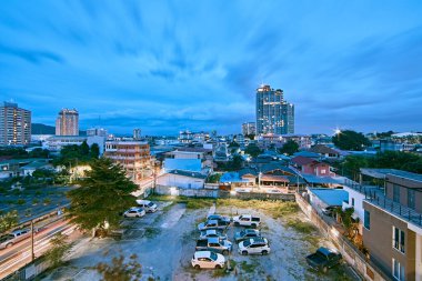 Chonburi , Thailand - 20 July 2024 : landscape of Sriracha with cityscape vie clipart