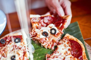 Homemade Pepperonis Special Pizza, selective focus clipart