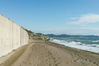 A beautiful beach located in Kamakura, Japan clipart