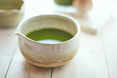 Saf kibrit yeşil çay, kafe menüsü.