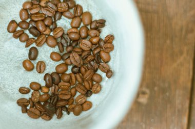 Close up Thai roasted coffee beans, selective focus