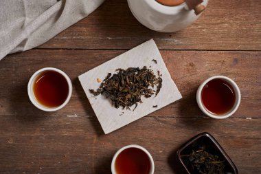 Sıcak çayı ahşap arka planda kapat.