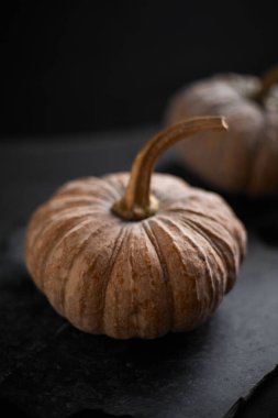 Siyah arka planda Tayland balkabağını kapat.