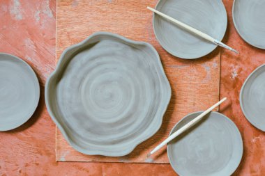 Çamur çömlek seramik ürünleri, çömlek yapma süreci..