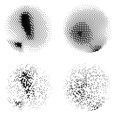 Kaotik noktalardan bir dizi daire. Yarı ton ve gürültülü benek.