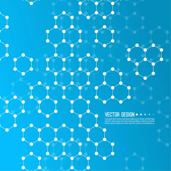 Abstract Background Hexagonal Molecular Structure Concept Innovative Healthcare Biotechnology Nanotechnology — Stock Vector