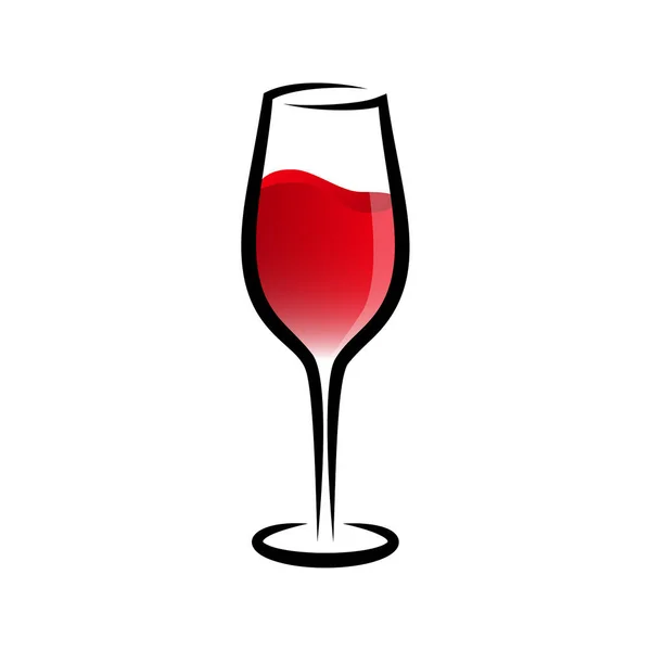 Wijnglazen Vector Icoon Met Rode Wijn Met Hand Getrokken Wijnglas — Stockvector