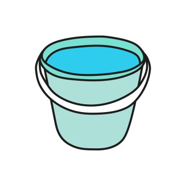 Su kovası vektör simgesi, el çizimi çizgi film tarzı.