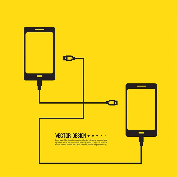 Векторный Значок Смартфона Зарядным Устройством Usb Концепция Подключения Двух Мобильных — стоковый вектор