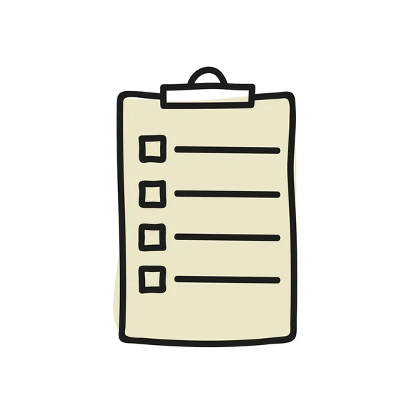 Vector Icon Hand Drawn Clipboard List Lines Check Boxes — Stock Vector