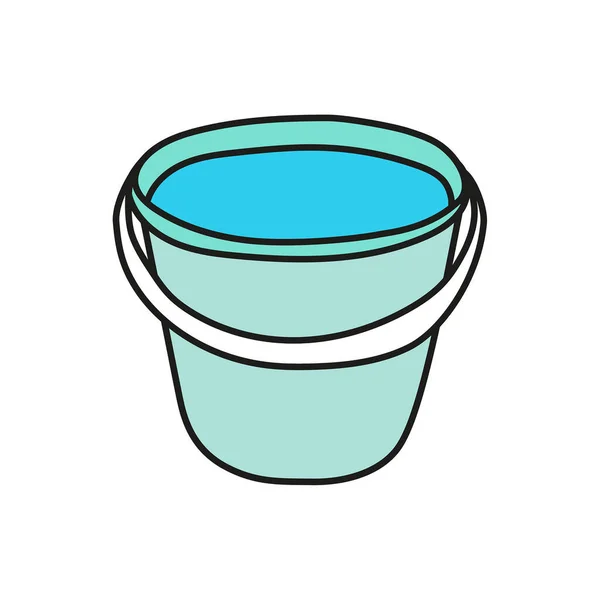 Icono Vector Cubo Agua Dibujado Mano Estilo Dibujos Animados — Vector de stock