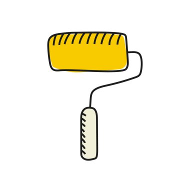 Boya silindiri vektör simgesi, el çizimi çizgi film tarzı. Restorasyon ve resim konsepti.