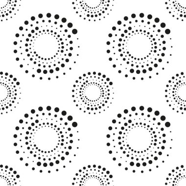 Sarmal dairesel dairesel dairede vektörsüz desen. Yarıton tasarımı.