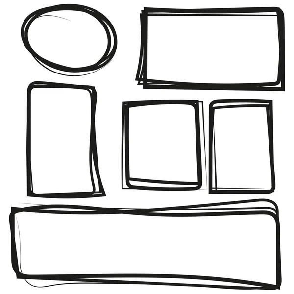 Set Freehand Drawn Horizontal Vertical Rectangles Squares Drawn Felt Tip — Stock Vector