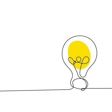 Vektör elektrik ampul simgesi taslak şeklinde. Devamlı çizgi, düzenlenebilir çizgi.