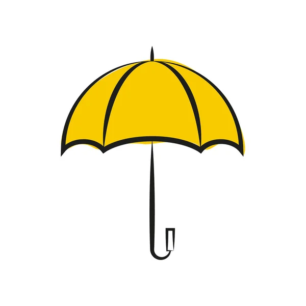 Vector Yellow Umbrella Icon Cartoon Style Rain Protection Symbol White — Stock Vector