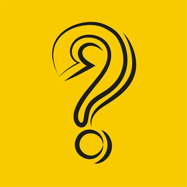 Ikona Otazníku Kresleném Stylu Symbol Pomoci Znak Faq Žlutém Pozadí — Stockový vektor