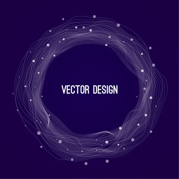 Fondo Abstracto Vectorial Líneas Onda Circular Partículas Concepto Tecnología Ciencia — Vector de stock