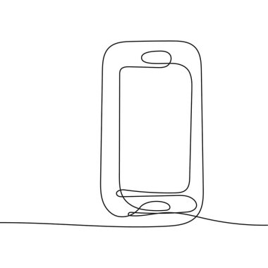 Çizgi film tarzında akıllı telefon ikonu. Vektör izole akıllı telefon çizimi. Devamlı çizgi, düzenlenebilir çizgi.
