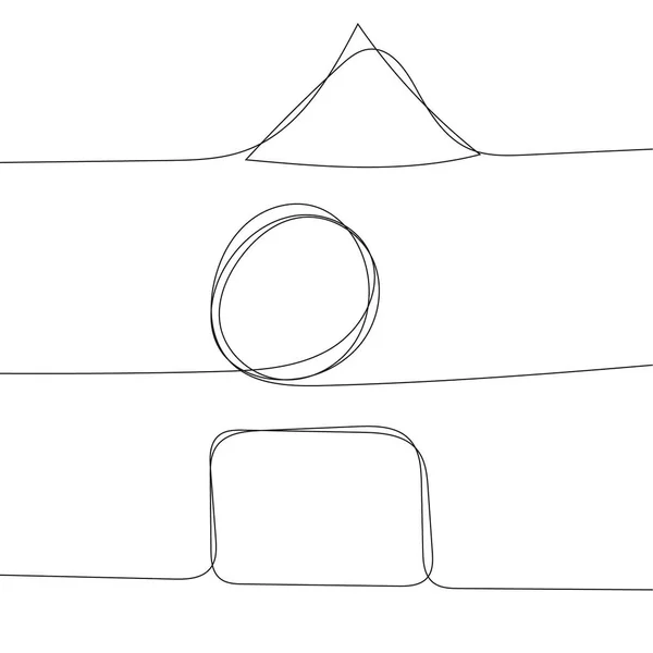 Ícone Vetorial Triângulo Círculo Quadrado Desenhado Por Uma Linha Contínua — Vetor de Stock