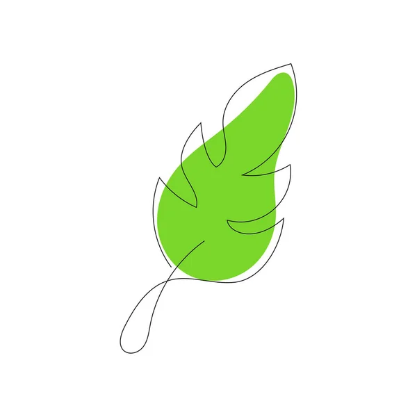 Leaf Vector Icon Green Flowing Shape Sketch Style Continuous Line — Stock Vector