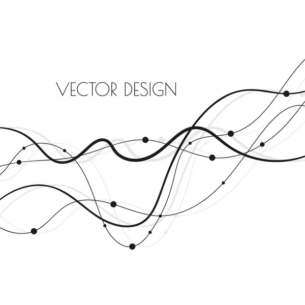 Courbe Abstraite Ligne Torsadée Avec Des Formes Particules Point Illustration — Image vectorielle
