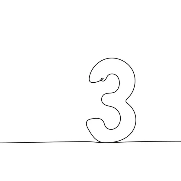 Número Dibujado Mano Con Línea Continua Icono Vector Tres Estilo — Archivo Imágenes Vectoriales