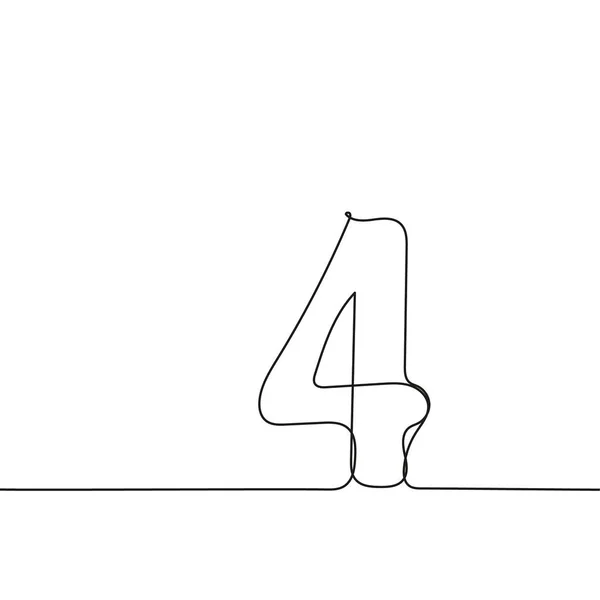 Número Dibujado Mano Con Línea Continua Icono Vector Cuatro Estilo — Archivo Imágenes Vectoriales