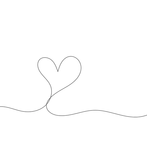 Ruční Kreslení Vektorové Ikony Srdce Kontinuální Čára Upravitelný Obrys — Stockový vektor