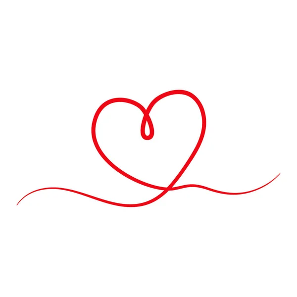 Heart Vector Icon Hand Drawn Continuous Line Isolated White Background — Stock Vector